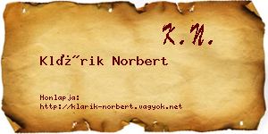 Klárik Norbert névjegykártya